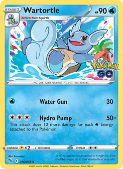 Wartortle card from Pokémon GO, number 016/78