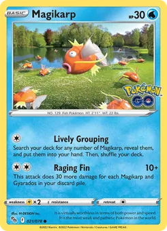 Magikarp card from Pokémon GO, number 021/78