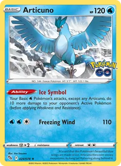Articuno card from Pokémon GO, number 024/78