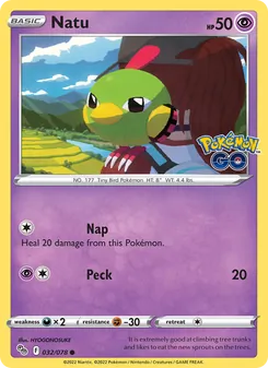 Natu card from Pokémon GO, number 032/78