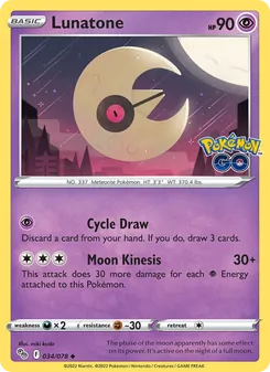 Lunatone card from Pokémon GO, number 034/78