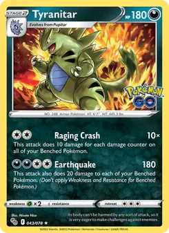 Tyranitar card from Pokémon GO, number 043/78