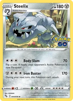 Steelix card from Pokémon GO, number 044/78