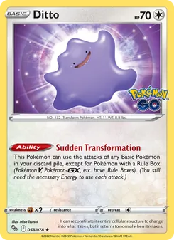 Ditto card from Pokémon GO, number 053/78