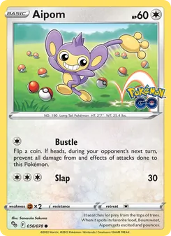 Aipom card from Pokémon GO, number 056/78