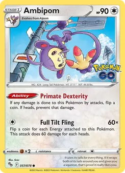Ambipom card from Pokémon GO, number 057/78