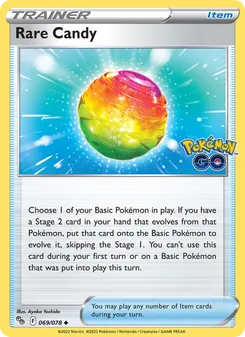 Rare Candy card from Pokémon GO, number 069/78