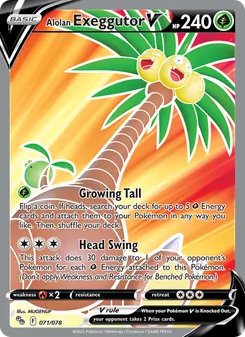 Alolan Exeggutor V card from Pokémon GO, number 071/78
