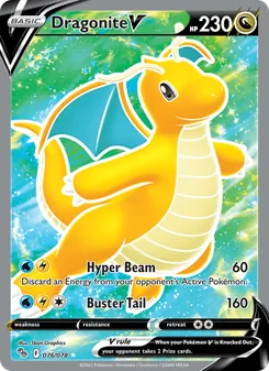 Dragonite V card from Pokémon GO, number 076/78
