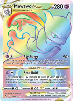 Mewtwo VSTAR card from Pokémon GO, number 079/78