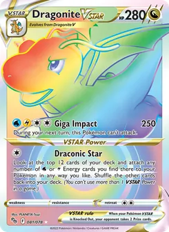 Dragonite VSTAR card from Pokémon GO, number 081/78