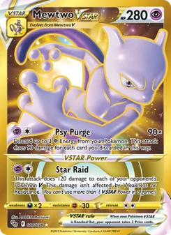 Mewtwo VSTAR card from Pokémon GO, number 086/78