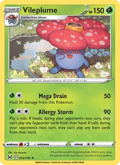 Vileplume card from Lost Origin, number 003/196