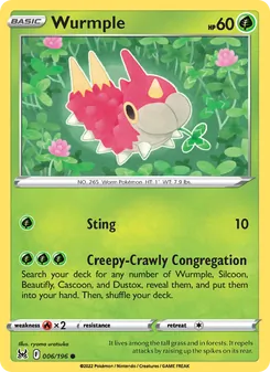 Wurmple card from Lost Origin, number 006/196