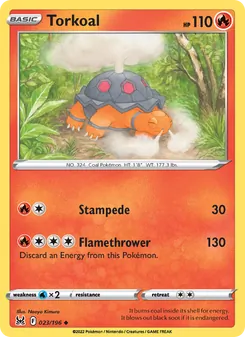 Torkoal card from Lost Origin, number 023/196