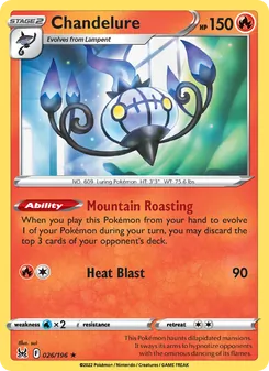 Chandelure card from Lost Origin, number 026/196
