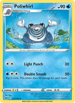 Poliwhirl card from Lost Origin, number 031/196