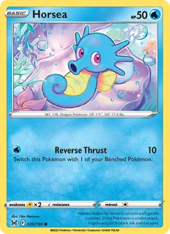 Horsea card from Lost Origin, number 035/196