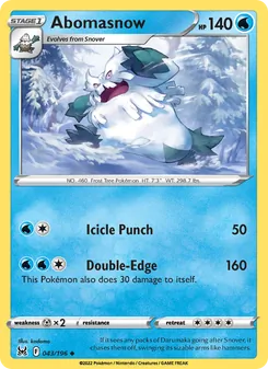 Abomasnow card from Lost Origin, number 043/196