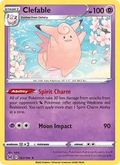 Clefable card from Lost Origin, number 063/196