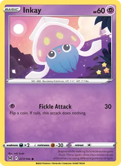 Inkay card from Lost Origin, number 077/196