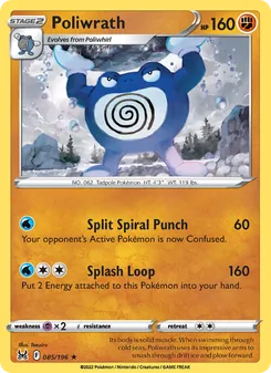 Poliwrath card from Lost Origin, number 085/196