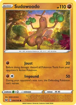 Sudowoodo card from Lost Origin, number 094/196