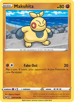 Makuhita card from Lost Origin, number 097/196