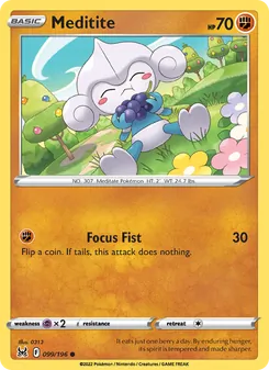 Meditite card from Lost Origin, number 099/196