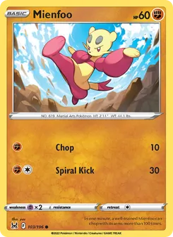 Mienfoo card from Lost Origin, number 103/196