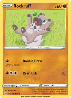 Rockruff card from Lost Origin, number 109/196