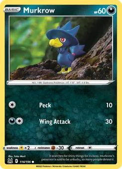 Murkrow card from Lost Origin, number 114/196