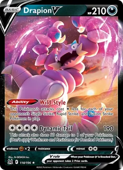 Drapion V card from Lost Origin, number 118/196