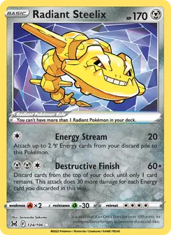 Radiant Steelix card from Lost Origin, number 124/196