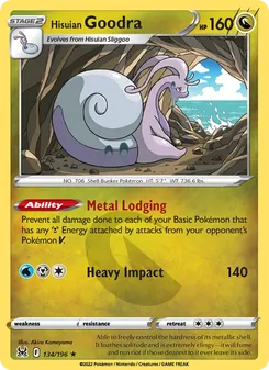 Hisuian Goodra card from Lost Origin, number 134/196