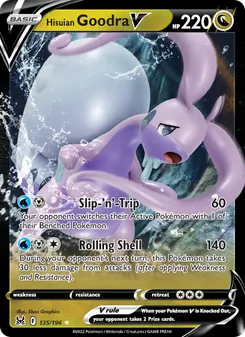 Hisuian Goodra V card from Lost Origin, number 135/196
