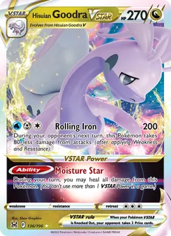 Hisuian Goodra VSTAR card from Lost Origin, number 136/196