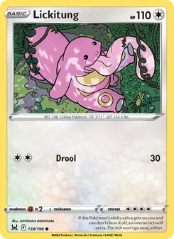 Lickitung card from Lost Origin, number 138/196