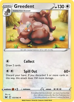 Greedent card from Lost Origin, number 151/196