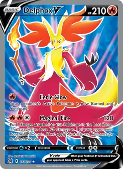 Delphox V card from Lost Origin, number 173/196