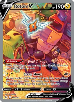 Rotom V card from Lost Origin, number 177/196