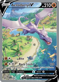 Aerodactyl V card from Lost Origin, number 180/196