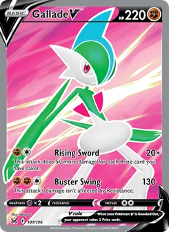 Gallade V card from Lost Origin, number 181/196