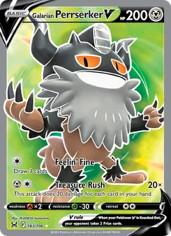 Galarian Perrserker V card from Lost Origin, number 183/196