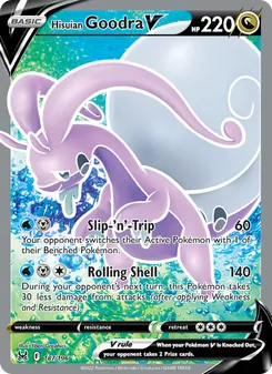 Hisuian Goodra V card from Lost Origin, number 187/196