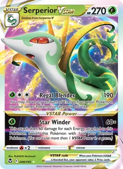 Serperior VSTAR card from Silver Tempest, number 008/195