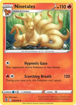 Ninetales card from Silver Tempest, number 018/195