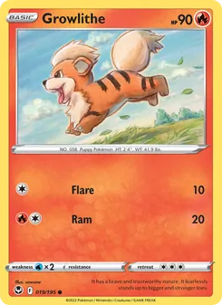 Growlithe card from Silver Tempest, number 019/195