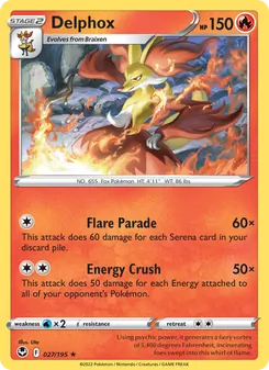 Delphox card from Silver Tempest, number 027/195