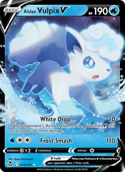 Alolan Vulpix V card from Silver Tempest, number 033/195